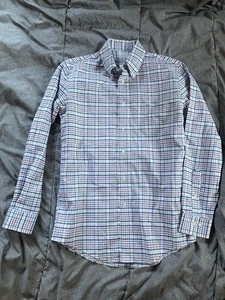 Brooks Brothers White/Blue Milano Fit Gingham Shirt Size M Non-Iron Stretch - Picture 1 of 6