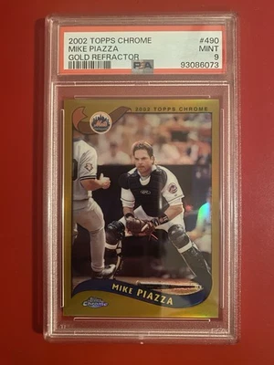 2002 Topps Chrome #490 Mike Piazza Refractor PSA 9 Mint - Image 1 of 4