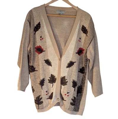 Vestido Vintage Granero Cárdigan Suéter Tostado 14/16 Hojas Patrón Otoño Otoño... Foto 1 de 4