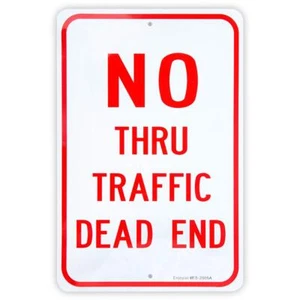 Großes No Thru Verkehrsschild, Sackgassenschild, 18" x 12" 0,04" Aluminium reflektierend... - Bild 1 von 5