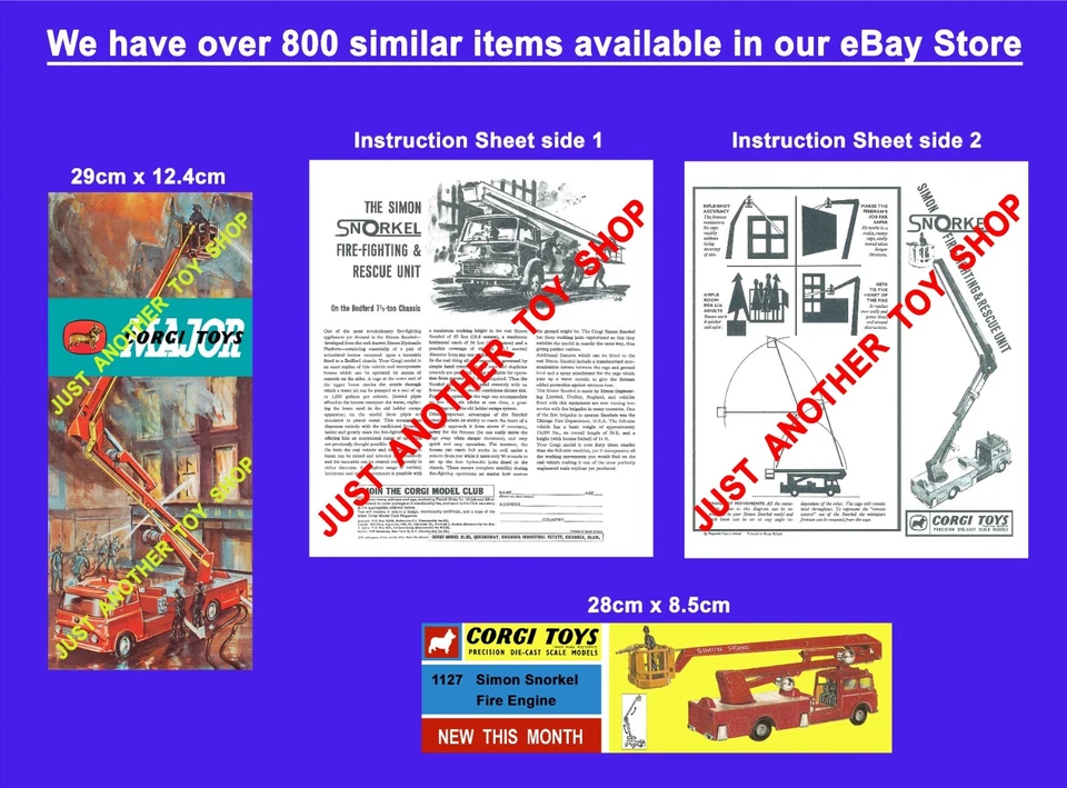 Corgi Toys 1127 Fire Engine Bedford Snorkel Instruction Leaflet and Poster Sign - Image 1 of 1