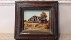 Vintage Signed Robert McFarren Framed Landscape Painting Old Barn Decor Art - Picture 1 of 6