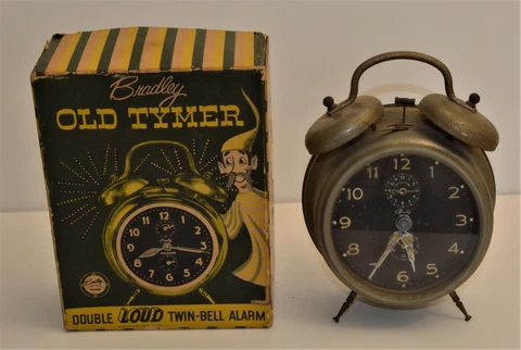 VTG Bradley Old Timer Double Loud Twin-Bell Alarm Clock No 10113 Germany repair Cover