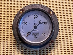 VINTAGE PRE WAR MOTORCYCLE CAR SMITHS OIL PRESSURE GAUGE 0-40 ROLLS BENTLEY - Picture 1 of 7