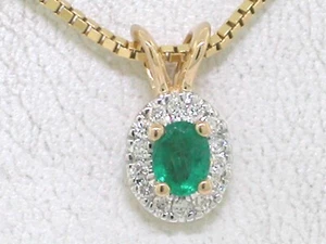 Feiner Smaragd Anhänger 585 Gelbgold 14Kt natürlicher Smaragd 14 Brillanten - Bild 1 von 5