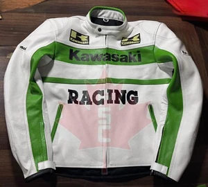 Kawasaki Racing Motorcycle Leather Jacket Kawasaki MotorBiker Leather Jacket - Picture 1 of 3
