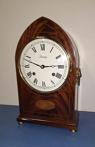 Fancy Quincy England Mantel Clock Mahogany Finish Bell Strike Movement Working - Picture 1 of 11