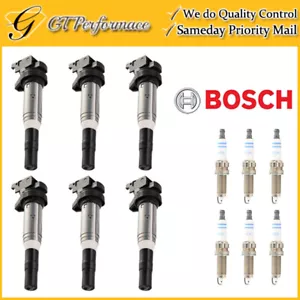 Quality Ignition Coil & BOSCH Double Platinum Spark Plug 6PCS for BMW 3.0L L6 - Picture 1 of 7