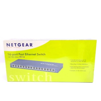 Sealed NetGear ProSafe (FS116) 16-Ports 10/100 Desktop External Switch (NEW) - Image 1 of 4