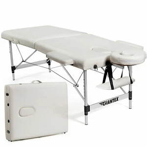 Topbuy 84"L Portable Massage Table Adjustable Facial Salon Spa Bed White/Black - Picture 1 of 25