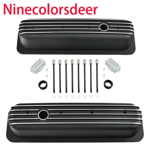 Cubiertas de válvula altas con aletas con perno central para 87-97SBC Chevy TBI 5.0 5.7 305 350 BK - Imagen 1 de 8