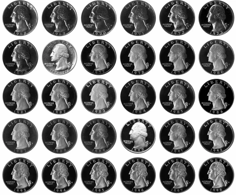 1968-1998 S Washington Quarter Gem Deep - Cameo Proof Coin Run 30 Coin lot Cover