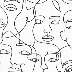 Textiles français Face 2 Face Cotton Fabric - 140 cm wide - Jet Black on White - Picture 1 of 5