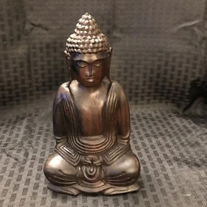 Hand-Carved Wooden Statue sculpture Buddha Meditating Zen Good Luck  - Picture 1 of 8