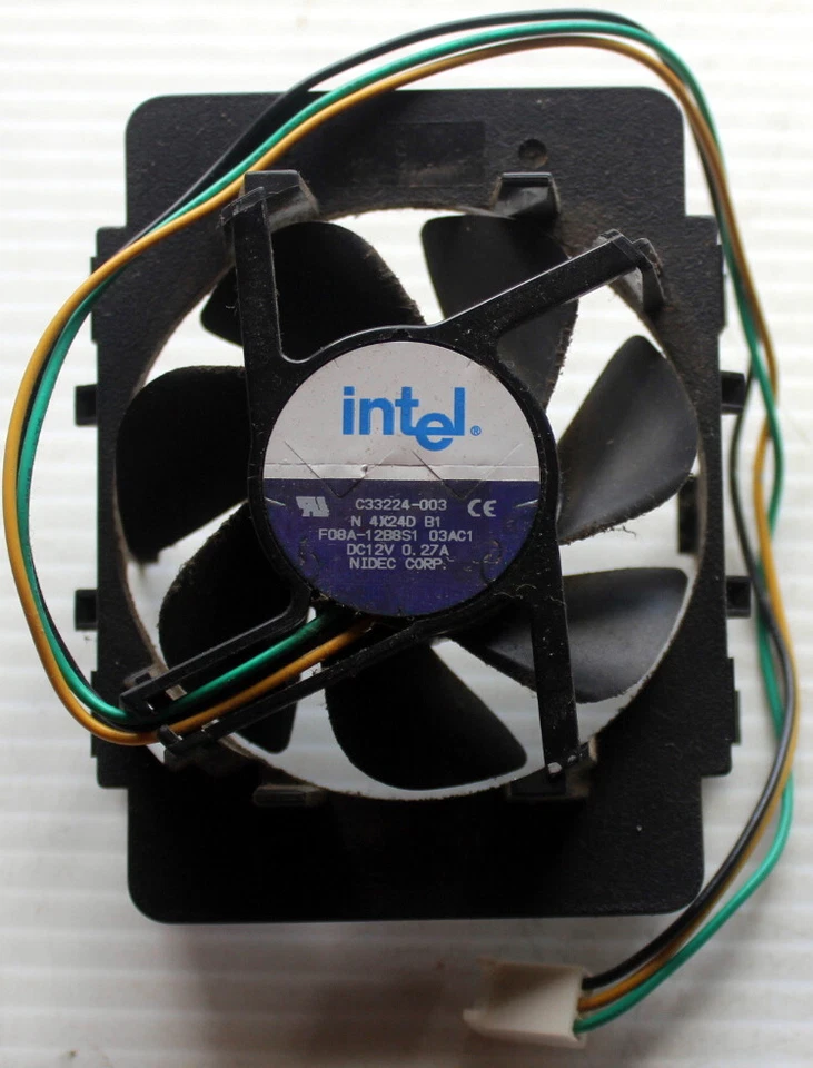 Intel C33224-003 DC12V 0.27A Nidec Corp. CPU Cooling Fan Mounts Onto Heatsink - Image 1 of 2