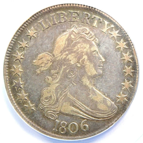 1806 Draped Bust Half Dollar 50C Coin - Certified ANACS VF20 (Very Fine) Cover