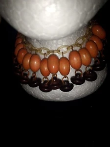 Collar de cuentas de madera de cadena de celuloide Miriam Haskell sin firmar de colección de la Segunda Guerra Mundial - Imagen 1 de 24