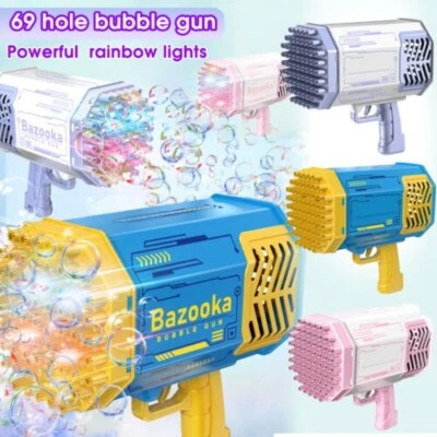 69 Holes Bubble Gun Automatic Bazooka Soap Water Bubble Machine Toy Gift Outdoor