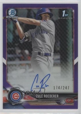 2018 Bowman Draft Chrome Pick Purple Refractor /247 Cole Roederer #CDA-CR Auto - Image 1 of 2