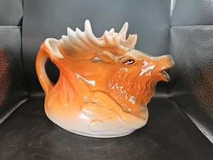 Vintage antique Large moose pitcher gravy boat water cream old 9" x 6" porcelain - Picture 1 of 21