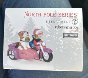 Department Dept. 56 North Pole Rebel With A Dog Harley Davidson Free Ship MINT - Picture 1 of 7