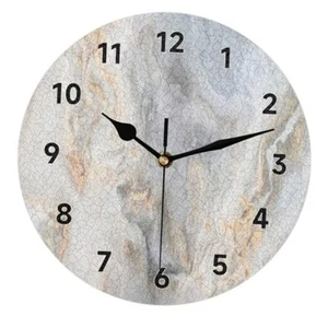 Marble Wall Clock 10 Inch Silent Non-Ticking Battery Operated Quartz Modern - Picture 1 of 8