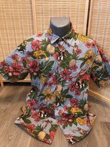 Cooke Street Hawaiian Button Up Shirt Medium M  Koi Fish Blue Asian Theme (H445) - Picture 1 of 11