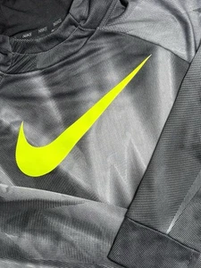 NIKE Dri-Fit Hoodie Sweatshirt Grey & Neon Yellowish/Green Youth Size Large - Picture 1 of 7