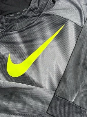 NIKE Dri-Fit Hoodie Sweatshirt Grey & Neon Yellowish/Green Youth Size Large - Image 1 of 4