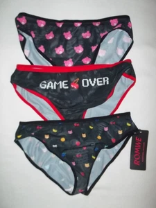 Romwe 3er-Pack Pixelgrafik durchsichtig Netz Bikini Höschen S schwarz neu mit Etikett Retrowave Kawaii - Bild 1 von 2