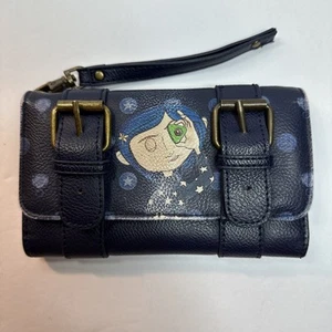 Loungefly Coraline Double Buckle Wallet Navy Blue - Picture 1 of 15