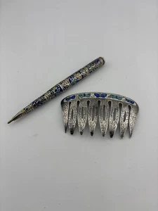 Sterling Silber Haarnadel & emaillierter Stift - Bild 1 von 6