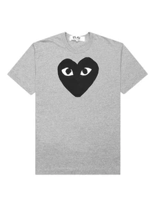 COMME DES GARÇONS PLAY heart print T-shirt Gray fits like large 100% authentic - Picture 1 of 8
