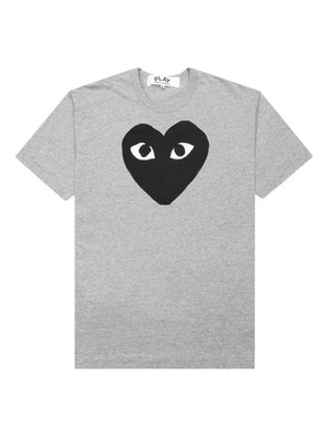COMME DES GARÇONS PLAY Camiseta Estampado Corazón Gris se ajusta como grande 100% Auténtica Foto 1 de 4