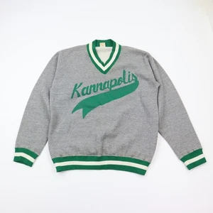 Vintage 70s 80s Russell Athletic Sweatshirt Medium V-Neck Kannapolis  NC Gray - Picture 1 of 10