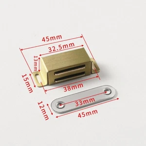 Cierre de pestillo imán de captura magnético para gabinete de puerta 2 piezas, 45x15 mm bronce - Imagen 1 de 5