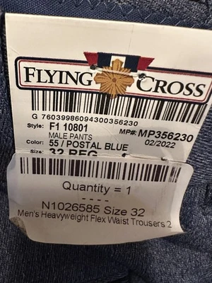 Flying Cross Fechheimer Men’s Postal Blue Pants 32 Reg Style F1 10801 NEW! - Image 1 of 4