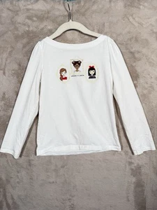 Janie And Jack T Shirt Girls 7 Long Sleeve White Graphic Print - Picture 1 of 7