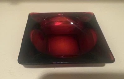 Anchor Hocking Ruby Red Vintage Ashtray - Image 1 of 3