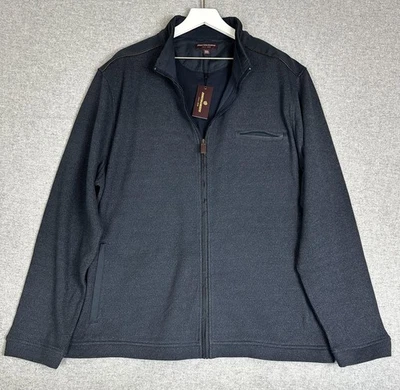 $149 Chaqueta Johnston Murphy Para Hombres 3XL Azul Marino Cremallera Completa Cuello Simulado Tejido Melange Foto 1 de 4