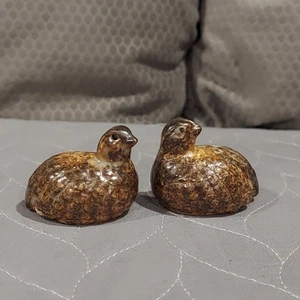 Pair of Quail Partridge Chicks Miniature Figurines Ceramic Pottery MCM Vintage - Picture 1 of 9