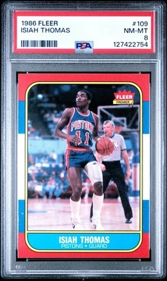 Fleer #109 1986-87 - Isiah Thomas Detroit Pistons RC PSA 8 centrado muerto Foto 1 de 2