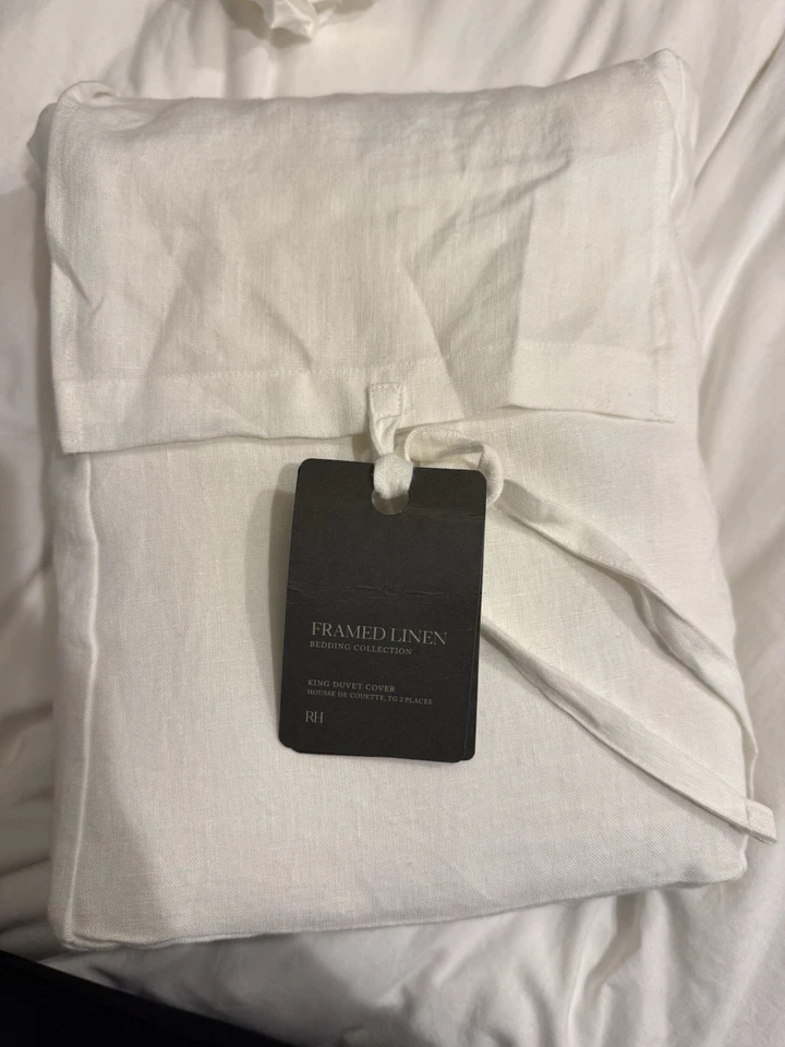 FUNDA NÓRDICA DE LINO CON MARCO HERRAJES RESTAURACIÓN DERECHA Blanca Nueva Foto 1 de 1