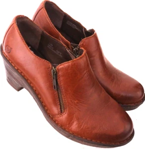 Born D85916 Elliot Marrón Cuero Cremallera Lateral Zueco Botines Tacones Zapatos Para Mujer 7M - Imagen 1 de 9