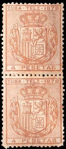 Cuba Esp.- Edi ** Telégrafos 45 Pareja - 1878 - Escudo de España - 4 Pts. - Bild 1 von 1