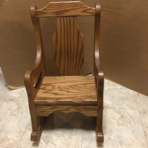 Antique Vintage Child’s Solid Oak Rocking Chair Excellent Condition Cover