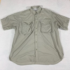 Columbia PFG Fishing Short Sleeve Shirt Men's Size XXL Tan Beige Taupe Vented - Picture 1 of 7