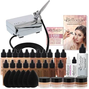 Belloccio Professional AIRBRUSH COSMETIC MAKEUP SYSTEM 17 Foundation Shades Kit - Picture 1 of 5