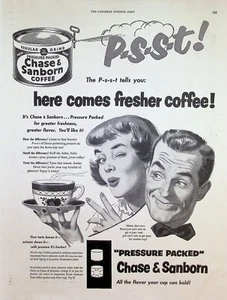 VINTAGE 1950s Print Ad ~Chase & Sanborn Coffee ~All the flavor your cup can hold - Picture 1 of 1
