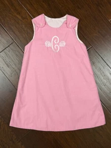 Rosalina Collections Girls Pink Gingham Monogrammed "C" Sleeveless Dress Size 6 - Picture 1 of 6